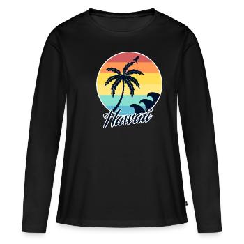 Hawaii - Frauen Premium Bio Langarmshirt - Schwarz - Vorne - Julia (174cm)