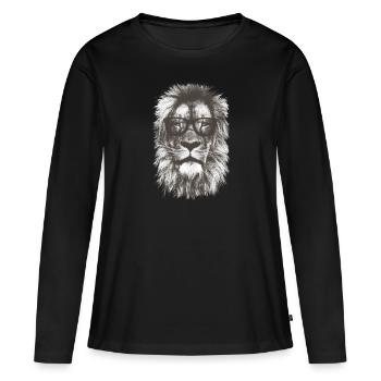 Lion de hipster - T-shirt manches longues Premium bio Femme - noir - Devant - Julia (174cm)