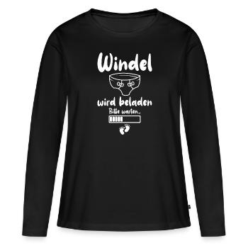 Windel Wird Beladen Bitte Warten... - Frauen Premium Bio Langarmshirt - Schwarz - Vorne - Julia (174cm)