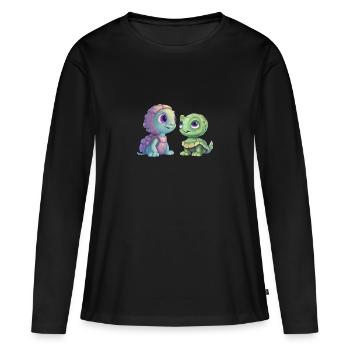 Fusion de tortues extraterrestres vertes - T-shirt manches longues Premium bio Femme - noir - Devant - Julia (174cm)