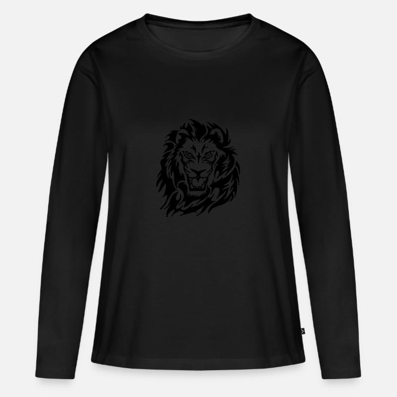 Angry Lion - Frauen Premium Bio Langarmshirt - Schwarz