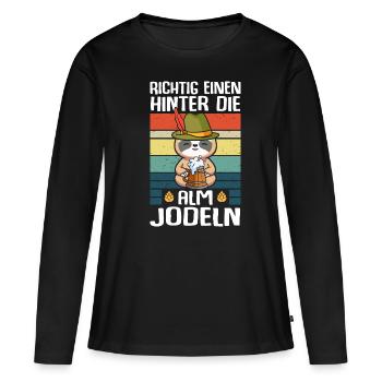 Einen Hinter Die Alm Jodeln Trinkspruch - Frauen Premium Bio Langarmshirt - Schwarz - Vorne - Julia (174cm)
