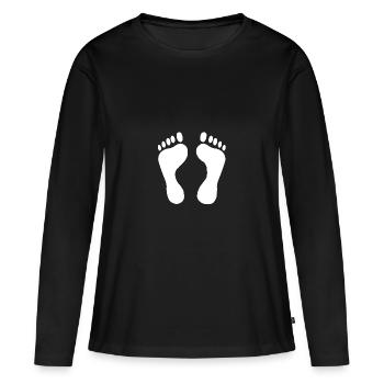 Fußabdruck Fußspur - Frauen Premium Bio Langarmshirt - Schwarz - Vorne - Julia (174cm)