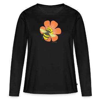 Fleur avec bourdon - T-shirt manches longues Premium bio Femme - noir - Devant - Julia (174cm)