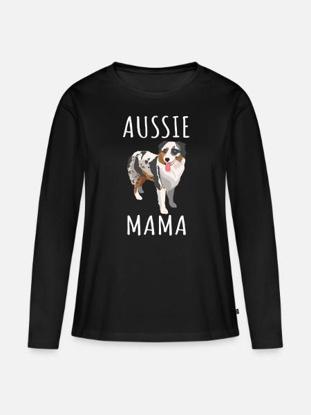 Aussie Australian Shepherd Mama - Frauen Premium Bio Langarmshirt - Schwarz