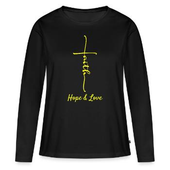 Christianisme croyant chrétien - T-shirt manches longues Premium bio Femme - noir - Devant - Julia (174cm)