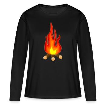 feu de camp - T-shirt manches longues Premium bio Femme - noir - Devant - Julia (174cm)