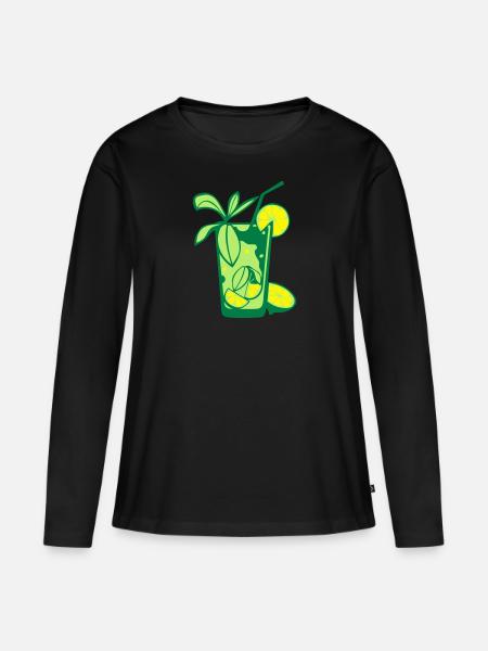 verre mojito alcool paille rondelle citr - T-shirt manches longues Premium bio Femme - noir