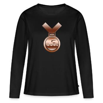Bronze Swimming Award medal - Women's Premium Organic Long Sleeve Shirt - black - Front - Julia (174cm)