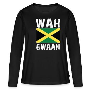 Wah Gwaan Slang Design Jamaica Jamaican Parade - T-shirt manches longues Premium bio Femme - noir - Devant - Julia (174cm)