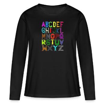 Le drôle ABC - Alphabet de A à Z - Retour à l’école - T-shirt manches longues Premium bio Femme - noir - Devant - Julia (174cm)
