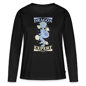 Dragon Expert - T-shirt manches longues Premium bio Femme - noir - Devant - Julia (174cm)