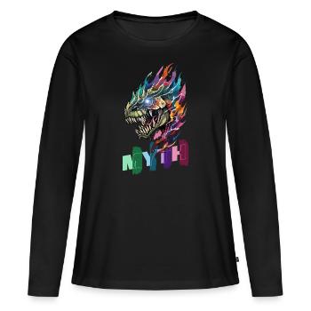 Mythical Creature - Embrasser l’inconnu - T-shirt manches longues Premium bio Femme - noir - Devant - Julia (174cm)