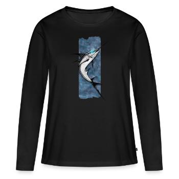 Azure Marlin: Majesty of the Depths - Women's Premium Organic Long Sleeve Shirt - black - Front - Julia (174cm)