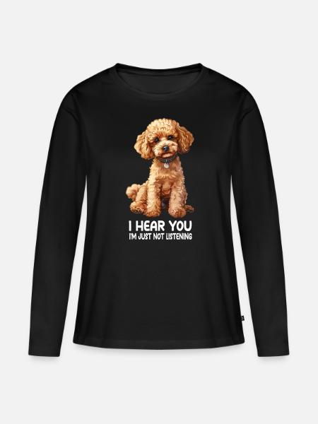 Pudel - Frauen Premium Bio Langarmshirt - Schwarz