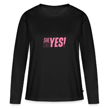 Elle a dit oui Fiancée Fiancée - T-shirt manches longues Premium bio Femme - noir - Devant - Julia (174cm)