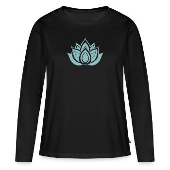 Blaue Lotusblume - Frauen Premium Bio Langarmshirt - Schwarz - Vorne - Julia (174cm)