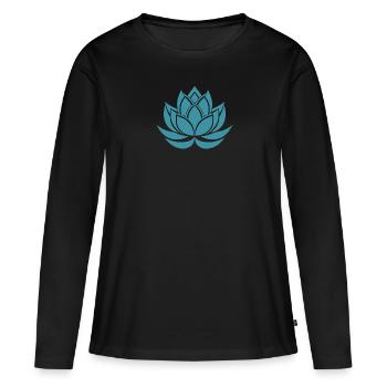 le yoga, lotus, méditation - T-shirt manches longues Premium bio Femme - noir - Devant - Julia (174cm)