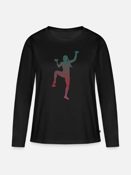 Bouldern Kletterer verpixelt Mädchen Klettern - Frauen Premium Bio Langarmshirt - Schwarz