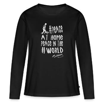 Home PEACE World PEACE - T-shirt manches longues Premium bio Femme - noir - Devant - Julia (174cm)