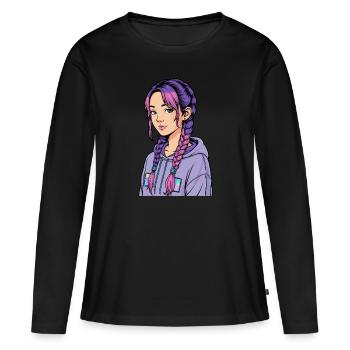 Anime Woman - Women's Premium Organic Long Sleeve Shirt - black - Front - Julia (174cm)