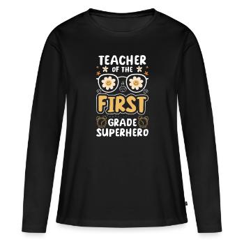 Alltagsheld Helden Lebensretter Vorbild - Frauen Premium Bio Langarmshirt - Schwarz - Vorne - Julia (174cm)