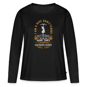 Caractère de l’horoscope - T-shirt manches longues Premium bio Femme - noir - Devant - Julia (174cm)