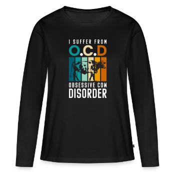 Kühe Kuhflecken Vieh Tierliebe - Frauen Premium Bio Langarmshirt - Schwarz - Vorne - Julia (174cm)