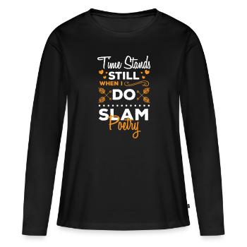 Poésie Slam Poème Littérature Rédacteur - T-shirt manches longues Premium bio Femme - noir - Devant - Julia (174cm)