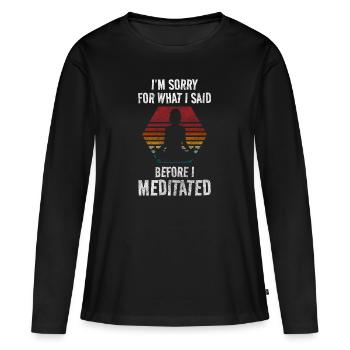 Conscience de la méditation Om - T-shirt manches longues Premium bio Femme - noir - Devant - Julia (174cm)