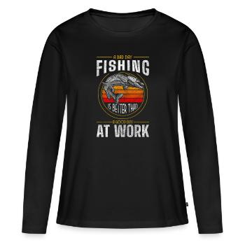 Appât d’excursion de pêche - T-shirt manches longues Premium bio Femme - noir - Devant - Julia (174cm)