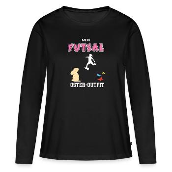 Futsalerin Ostern Futsalspielerin Oster Outfit - Frauen Premium Bio Langarmshirt - Schwarz - Vorne - Julia (174cm)