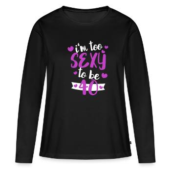 40ème anniversaire - T-shirt manches longues Premium bio Femme - noir - Devant - Julia (174cm)
