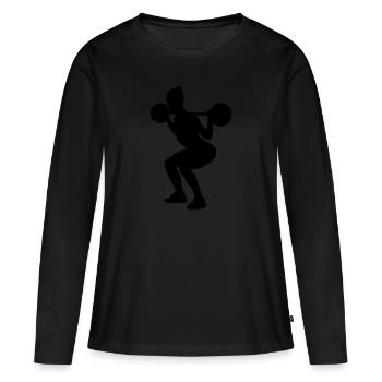 fitness girl silhouette squats - Frauen Premium Bio Langarmshirt - Schwarz - Vorne - Julia (174cm)