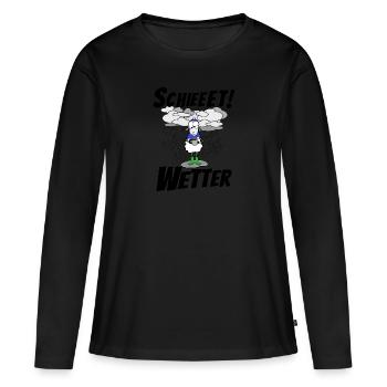 Schiet Wetter Plattdeutsch - Frauen Premium Bio Langarmshirt - Schwarz - Vorne - Julia (174cm)