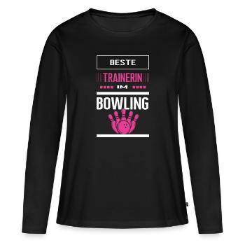 Beste Bowling Trainerin Bowlingtrainerin Bowlen - Frauen Premium Bio Langarmshirt - Schwarz - Vorne - Julia (174cm)