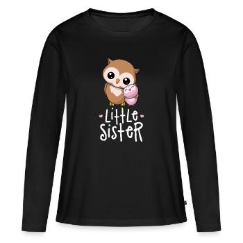 Petite soeur - Petite soeur chouette - T-shirt manches longues Premium bio Femme - noir - Devant - Julia (174cm)
