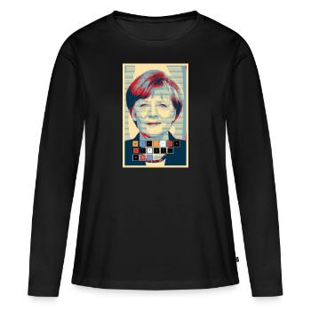 Angela Merkel dans le design Hope we-create-the - T-shirt manches longues Premium bio Femme - noir - Devant - Julia (174cm)
