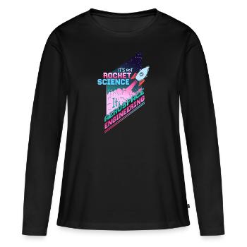 Es ist nicht Rocket Science, es ist Aerospace - Frauen Premium Bio Langarmshirt - Schwarz - Vorne - Julia (174cm)