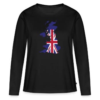 Großbritannien - Frauen Premium Bio Langarmshirt - Schwarz - Vorne - Julia (174cm)