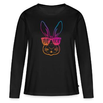 Hip Hop Hase Rap - Frauen Premium Bio Langarmshirt - Schwarz - Vorne - Julia (174cm)