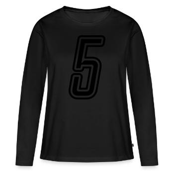5 Numéro de numéro - T-shirt manches longues Premium bio Femme - noir - Devant - Julia (174cm)