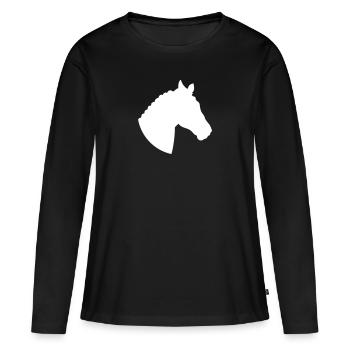 Pferdekopf Pferd - Frauen Premium Bio Langarmshirt - Schwarz - Vorne - Julia (174cm)