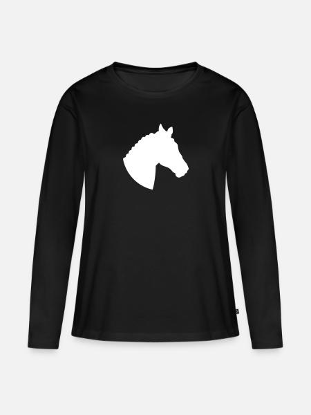Pferdekopf Pferd - Frauen Premium Bio Langarmshirt - Schwarz