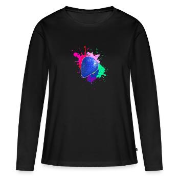 Pop Art, Fraise, Splash of Color, Splash - T-shirt manches longues Premium bio Femme - noir - Devant - Julia (174cm)