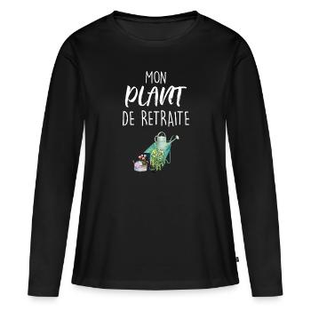 Retraite Femme Jardin Cadeau Maman Mamie - T-shirt manches longues Premium bio Femme - noir - Devant - Julia (174cm)