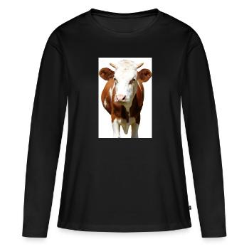 Affiche de vache - T-shirt manches longues Premium bio Femme - noir - Devant - Julia (174cm)