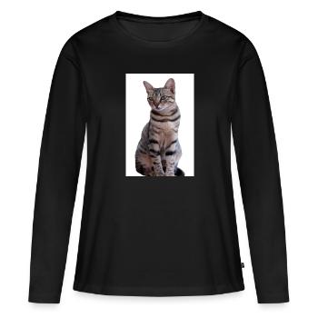 Chat chat noir chaton - T-shirt manches longues Premium bio Femme - noir - Devant - Julia (174cm)