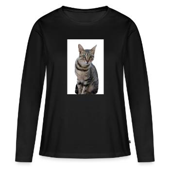 Chat chat noir chaton - T-shirt manches longues Premium bio Femme - noir - Devant - Julia (174cm)