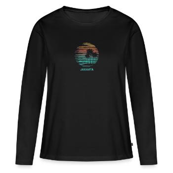 Jakarta Indonésie Cool Souvenir Vacances Artistique - T-shirt manches longues Premium bio Femme - noir - Devant - Julia (174cm)